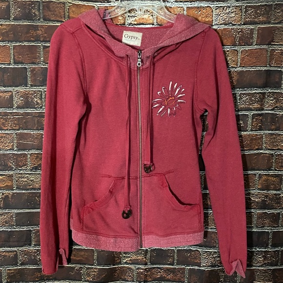 Gypsy 05 Made in Hollywood Unique Red Boho Hoodie Size L - Picture 1 of 9